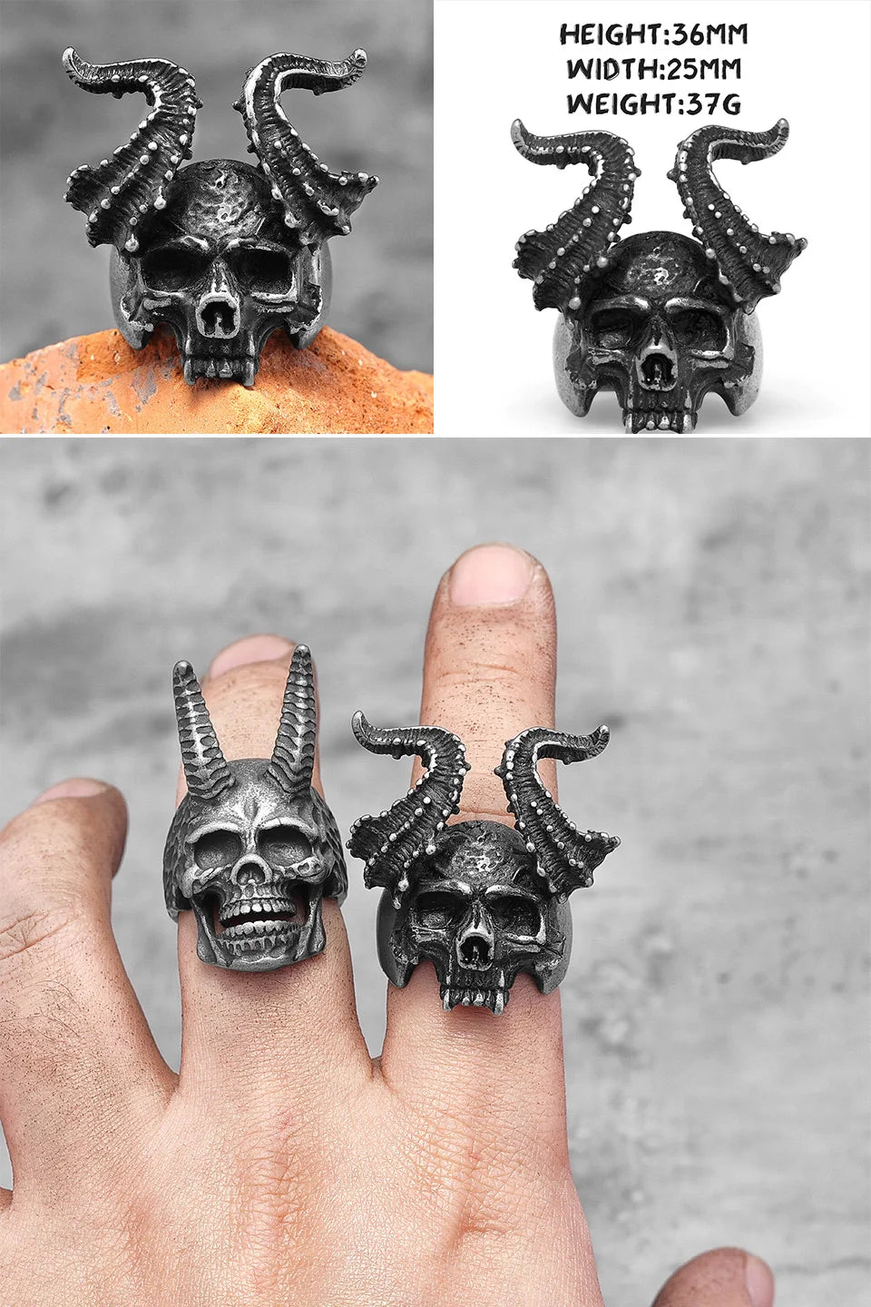 Killstar Vintage Punk Gothic All Skull Head Series Stainless Steel Womens Mens Rings Unique for Biker Jewelry Creativity Gift Wholesale Skull Gothic Steel Stainless Steel