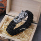 Blackcraft Cult Never Fade Rock Viking Wolf Bracelet Men's handmade cord Wolf Bead Punk Bracelets Biker Jewelry Wolf Black Gothic Ring