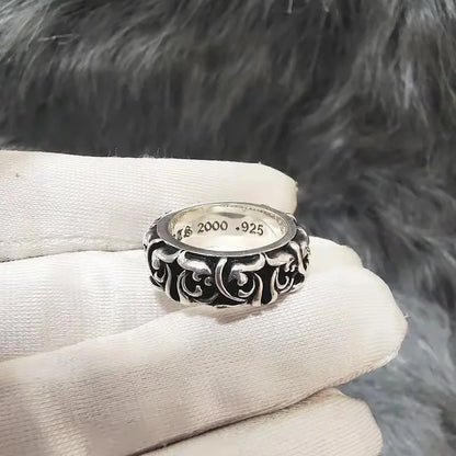 Dark in Love Gothic Croheart Personality Cross Ring Couples Retro Niello Silver Eternal Vine Ring for Male Female Valentine's Day Gift Cross Gothic Silver Silver Punk Biker Jewelry
