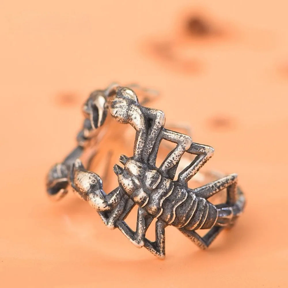 Disturbia New Domineering Personality Scorpion Open Ring Creative Trend Skull Ring Men and Women Open Adjustable Size Ring Fashion Jewelry Punk Biker Jewelry