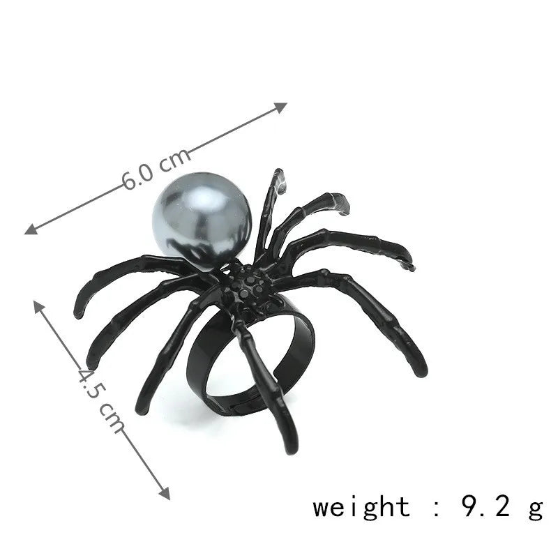 Killstar Gothic Punk Irregular Spider Opening Ring Women Men Fashion Zircon Black Crystal Dark Animal Ring Hip Hop Party Finger Jewelry Gothic Black