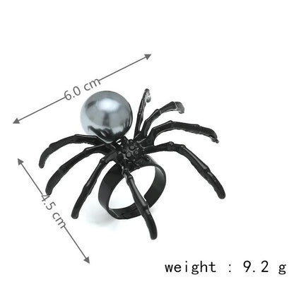 Killstar Gothic Punk Irregular Spider Opening Ring Women Men Fashion Zircon Black Crystal Dark Animal Ring Hip Hop Party Finger Jewelry Gothic Black