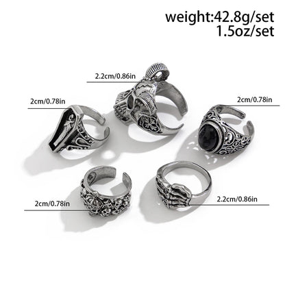 Killstar Gothic Punk Skull Rings for Men's Adjustable Opening Finger Ring Coffin Mummy Vampire Jewelry Creative Gifts Halloween Cosplay Skull Gothic