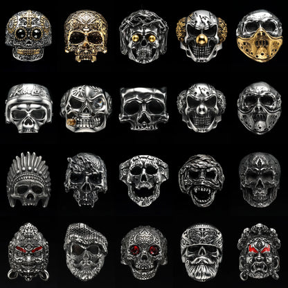 Killstar Vintage Punk Gothic All Skull Head Series Stainless Steel Womens Mens Rings Unique for Biker Jewelry Creativity Gift Wholesale Skull Gothic Steel Stainless Steel