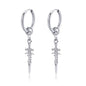 Dark in Love Gothic Sword Drop Earrings Surgical Steel Black Punk Ear Hoops with Long Dangle Grunge Hip Hop Stainless Steel Rings Gothic Steel Stainless Steel Black