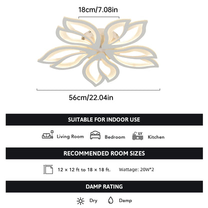 Artemide LED Ceiling Light Fixture, Modern Leaves Ceiling Lamp Flush Mount Ceiling for Living Room Study Room Dining Room Bedroom