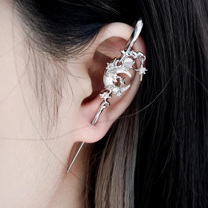 Restyle Goth Earrings Moon Ear Hooks Earrings, Fashion Gothic Style Jewelry Lightweight Design for Daily Wear and Special Occasions Punk Biker Jewelry