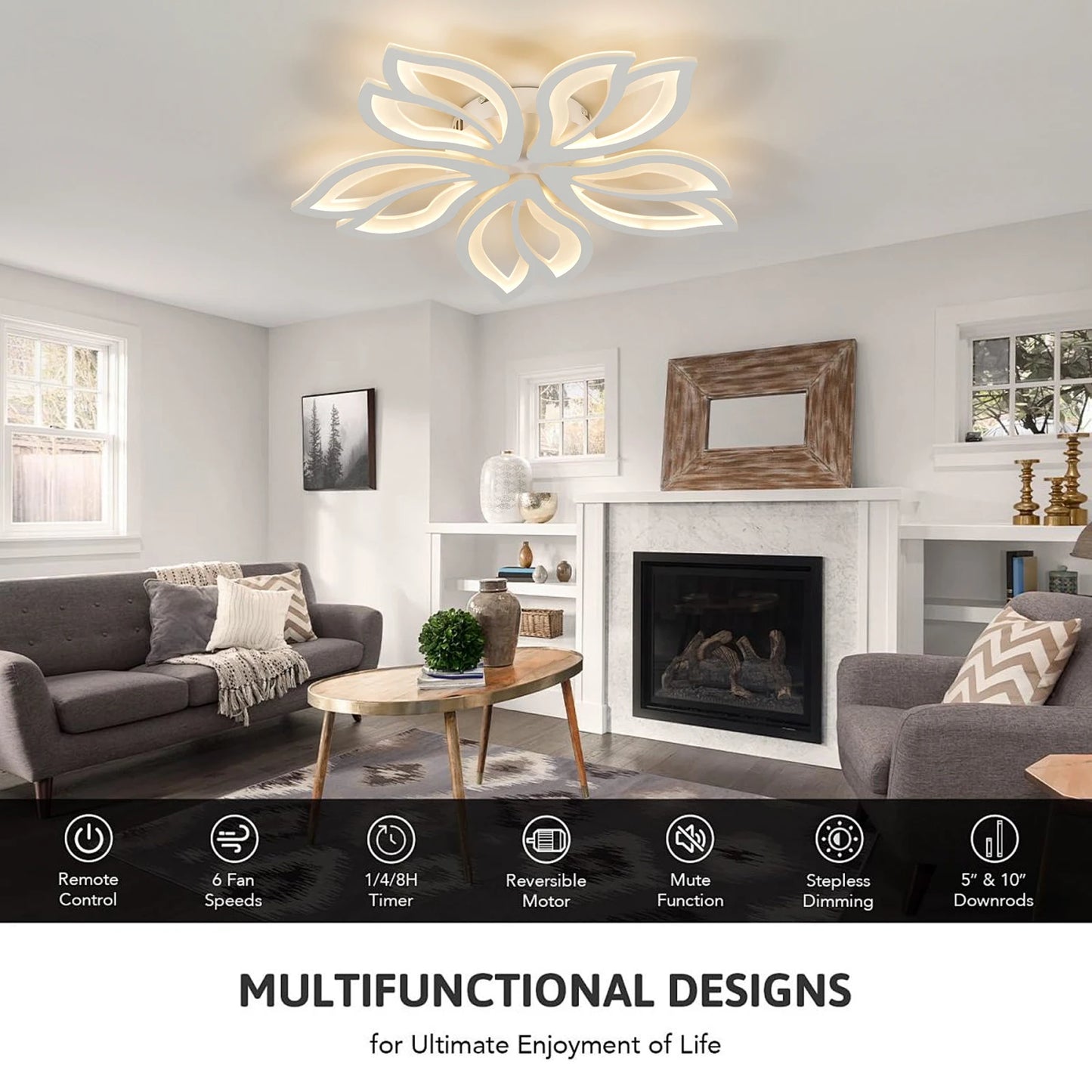 Artemide LED Ceiling Light Fixture, Modern Leaves Ceiling Lamp Flush Mount Ceiling for Living Room Study Room Dining Room Bedroom