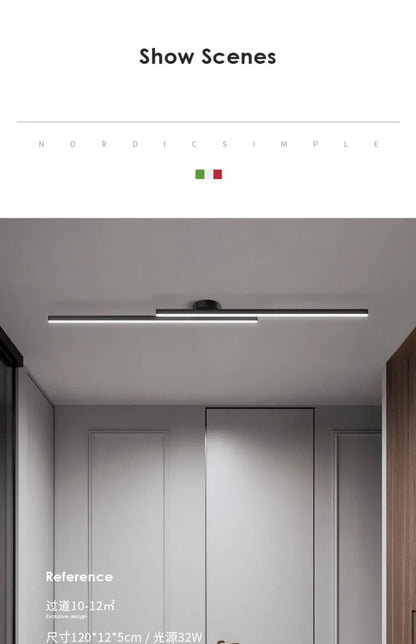 Nora Long Aluminium LED Ceiling Light Modern Creative Design Ceiling Lamp Indoor Lighting Fixture Hallway Balcony Aisle Office Lustre