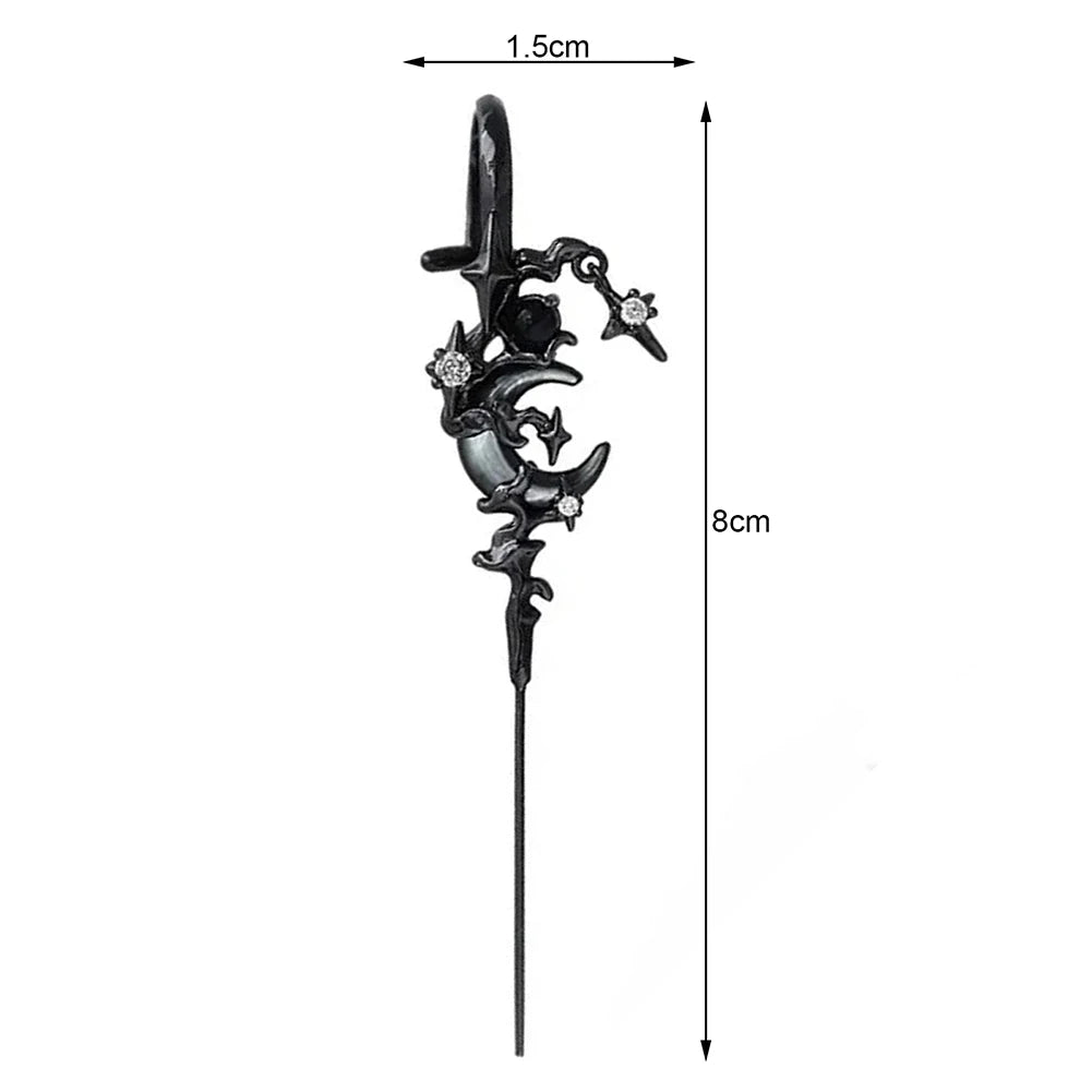 Restyle Goth Earrings Moon Ear Hooks Earrings, Fashion Gothic Style Jewelry Lightweight Design for Daily Wear and Special Occasions Punk Biker Jewelry