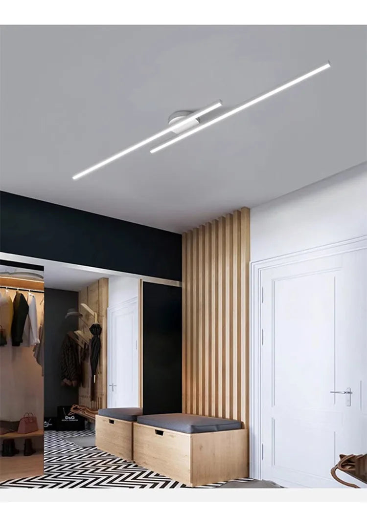 Lindby Long Aluminium Modern LED Ceiling Light Creative Design Ceiling Lamp Indoor Lighting Fixture Hallway Balcony Aisle Office Lustre