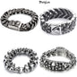 Disturbia Steampunk Rock Skull Bracelet for Men In Waterproof Stainless Steel Skeleton Men's Bracelet Man Bike Jewelry Boys Birthday Gifts Skull Skeleton Steel Stainless Steel Gothic Ring