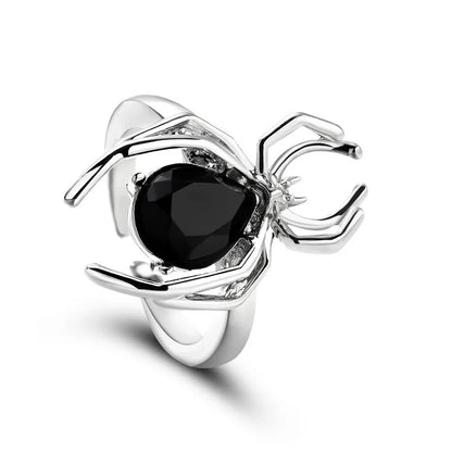 Killstar Gothic Punk Irregular Spider Opening Ring Women Men Fashion Zircon Black Crystal Dark Animal Ring Hip Hop Party Finger Jewelry Gothic Black