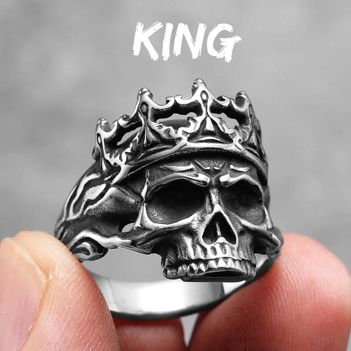 Killstar Vintage Punk Gothic All Skull Head Series Stainless Steel Womens Mens Rings Unique for Biker Jewelry Creativity Gift Wholesale Skull Gothic Steel Stainless Steel