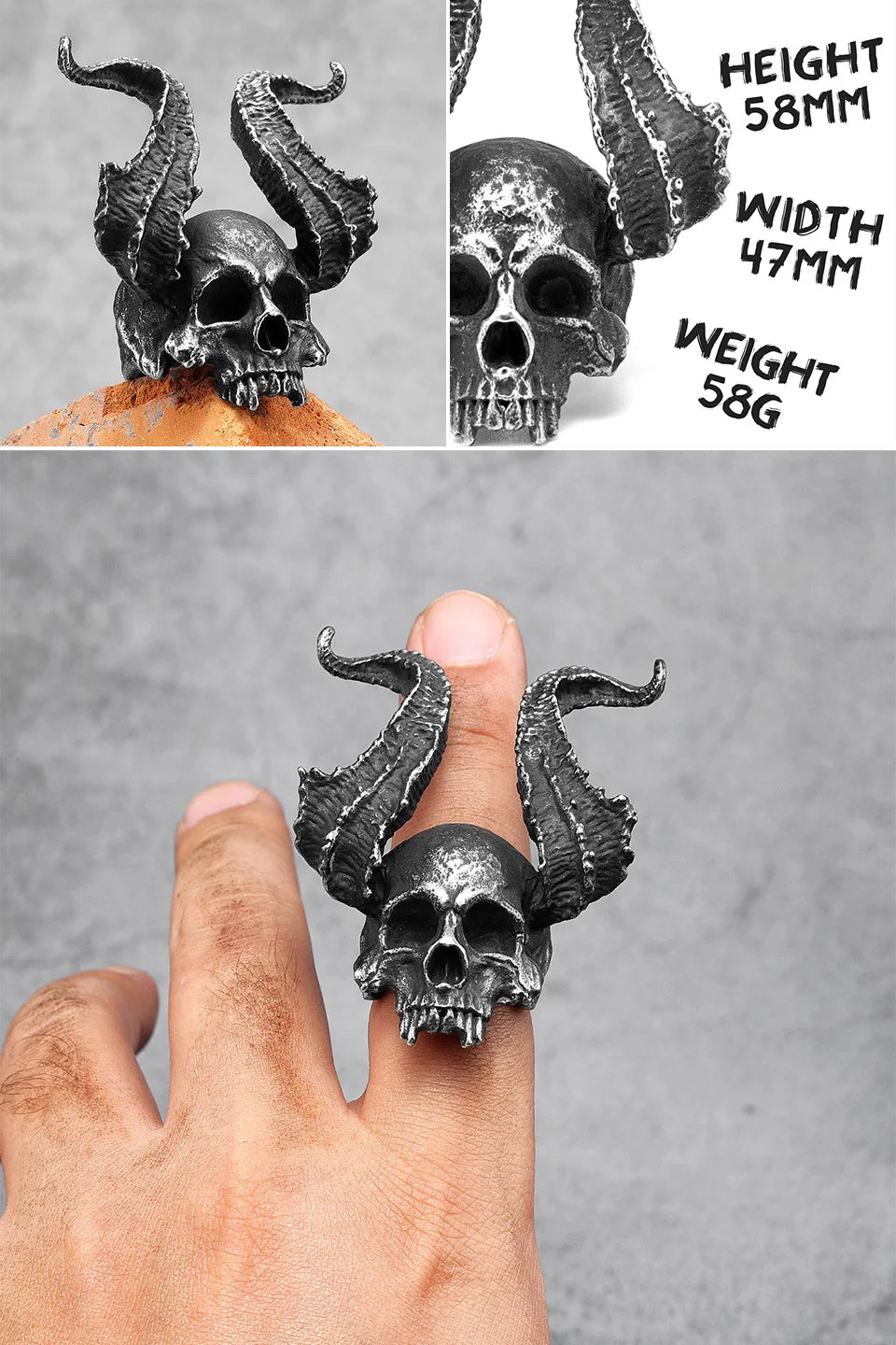Killstar Vintage Punk Gothic All Skull Head Series Stainless Steel Womens Mens Rings Unique for Biker Jewelry Creativity Gift Wholesale Skull Gothic Steel Stainless Steel