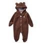 Bear style baby coral fleece Hoodies Jumpsuit