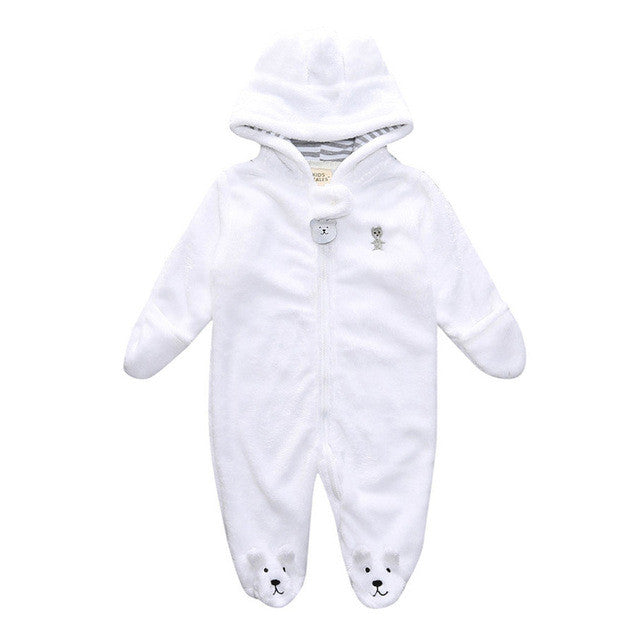 Bear style baby coral fleece Hoodies Jumpsuit