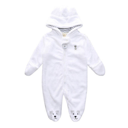 Bear style baby coral fleece Hoodies Jumpsuit