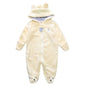 Bear style baby coral fleece Hoodies Jumpsuit