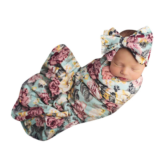 Muslin Floral Swaddle With Headband