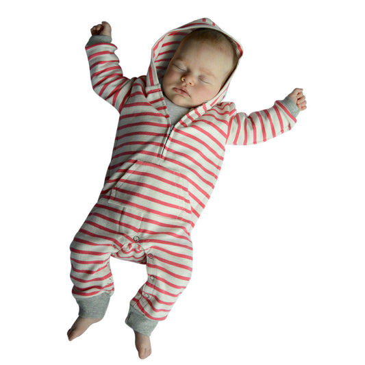 Red Striped Hooded Baby rompers