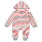 Red Striped Hooded Baby rompers